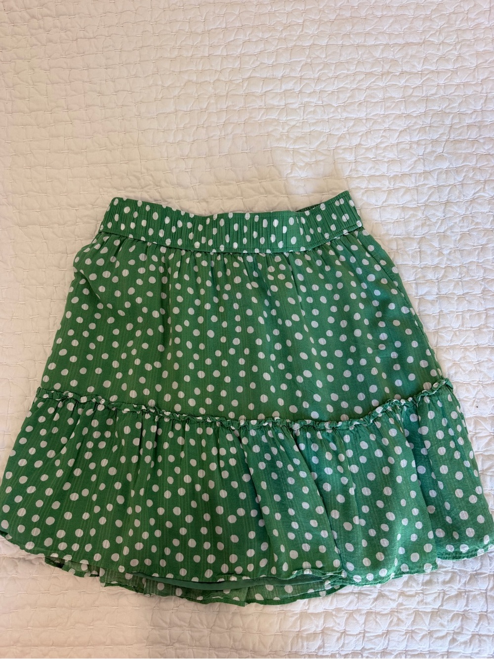 Green Polka Dot Tiered Skirt